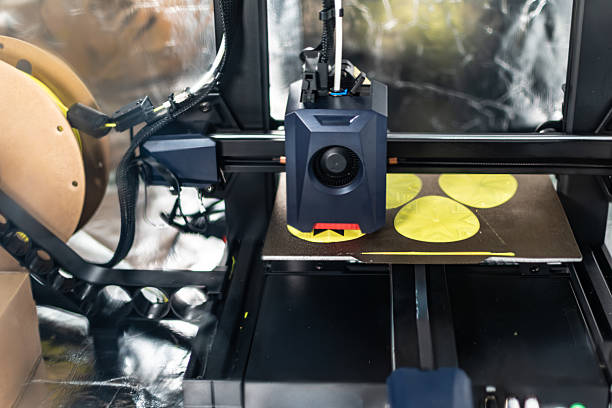 istock 3d printer printing an object on the tray with pla filament, corn starch, non-waterproof filament 2236731728