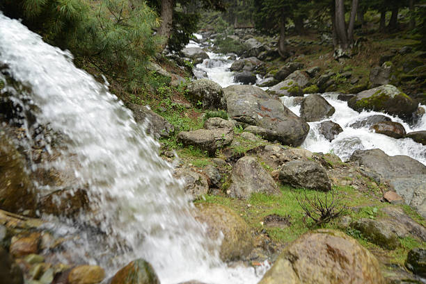 istock A waterfall cascades down a cliff face during heavy rains, creating a picturesque scene in Pahalgam, a place surrounded by lush pine forests in Jammu and Kashmir, India. 2236736178