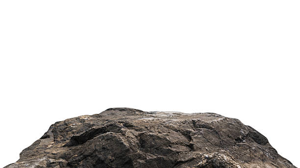 Mountain Rock Brown, Stone Podium cliff edge isolated on white background well stand display advertising product, Clipping path