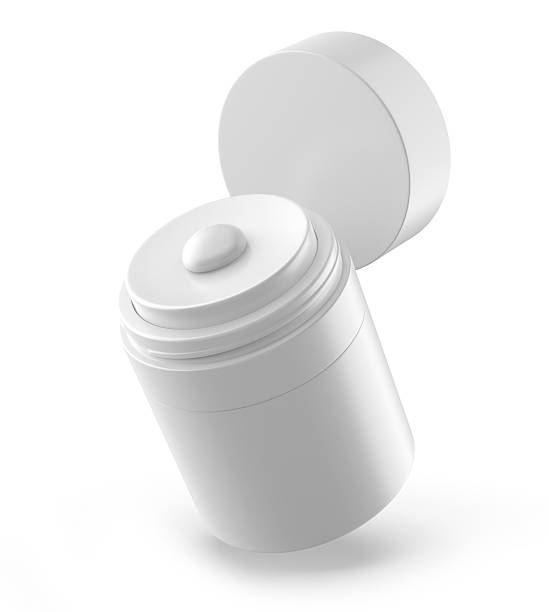 Blank 3D render illustration of a blank cosmetic airless pump jar packaging isolated on white background.