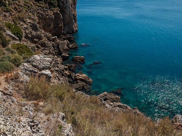 Stunning turquoise waters surrounding rocky coastline in Mediterranean
