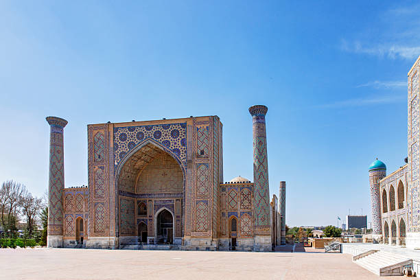 istock Part of Registan Square in Samarkand, Uzbekistan, a historic architectural ensemble featuring three stunning madrasas. In old arabic God is great on the walls 2236748396