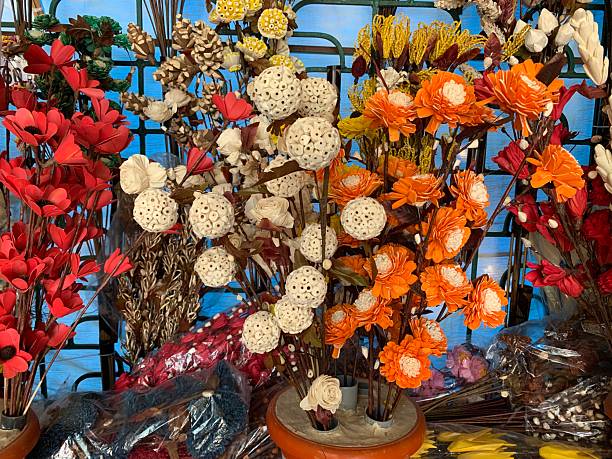 Colorful Artificial Flower Market Display