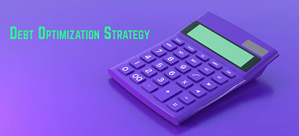 istock Debt Optimization Strategy concept shown with 3D calculator on purple background for finance business tax loan design 2236752868