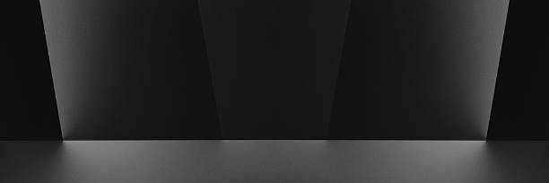 istock Black white dark modern futuristic background. Interior room floor wall showroom studio 3D shelf counter display showcase. Product display presentation.Gradient light shadow glowing spotlight.Metallic 2236758183