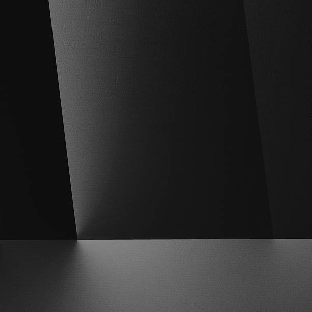 istock Black white dark modern futuristic background. Interior room floor wall showroom studio 3D shelf counter display showcase. Product display presentation.Gradient light shadow glowing spotlight.Metallic 2236758185