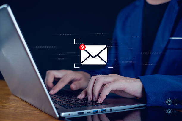 istock New email notification concept for business e-mail communication and digital marketing. Inbox receiving electronic message alert. 2236759114