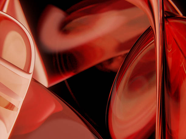 istock Close-up of red glass shapes with glossy, smooth surfaces creating an artistic abstract pattern. 2236760708