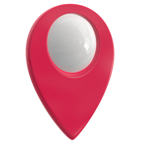 istock 3D Shiny red Pointer Icon, with a sphere in the middle Location symbol isolated on white background, Gps, travel, navigation, place position concept, 3d illustration 2236765180
