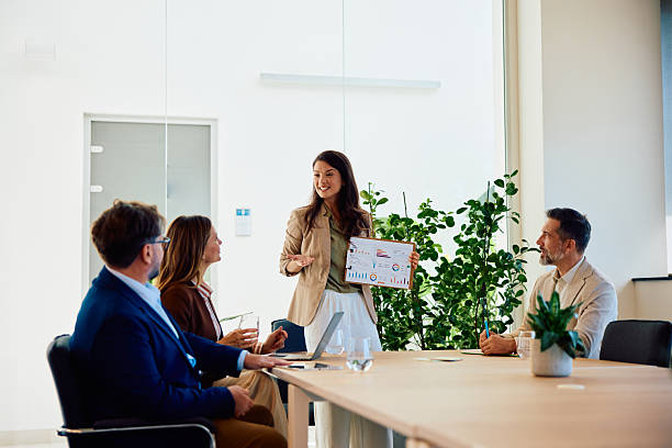 istock Business team presentation with charts during modern office meeting 2236766259