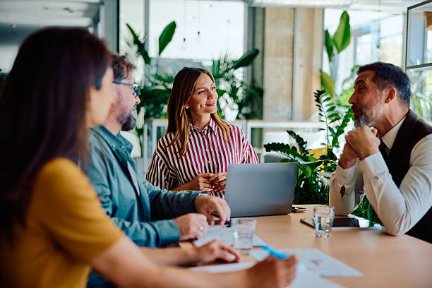 istock Successful business meeting with diverse team collaboration in modern office 2236767365