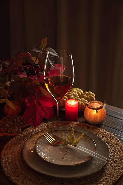 istock Autumn Table Setting with Pumpkins, Candles and Leaf Decor 2236773853
