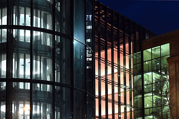 istock a skyscraper in Frankfurt at night 2236776290