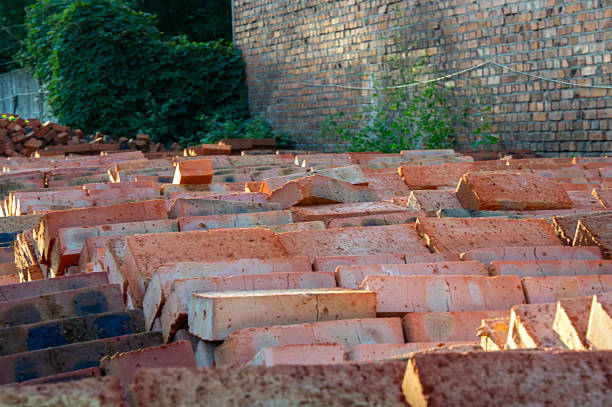 stacked red bricks background