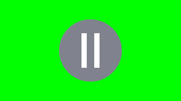 Play Pause stop media player button icon with hand pressing on Green Screen. Video audio player pause break key. turning to play Video playback animation. - 4K Stok photo stock photo