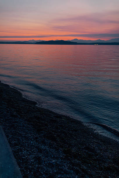 beautiful summer sunset on beach in Pacific Northwest