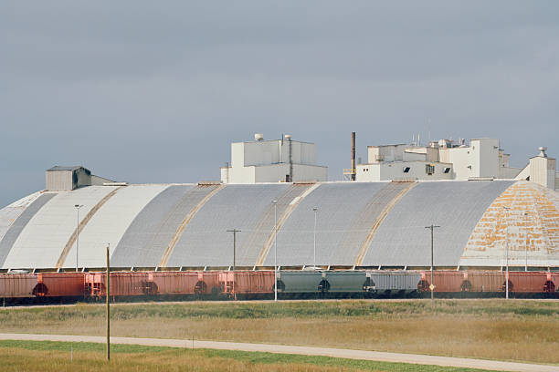 istock Potash Plant with Dome Storage and Train in Saskatchewan 2236804803