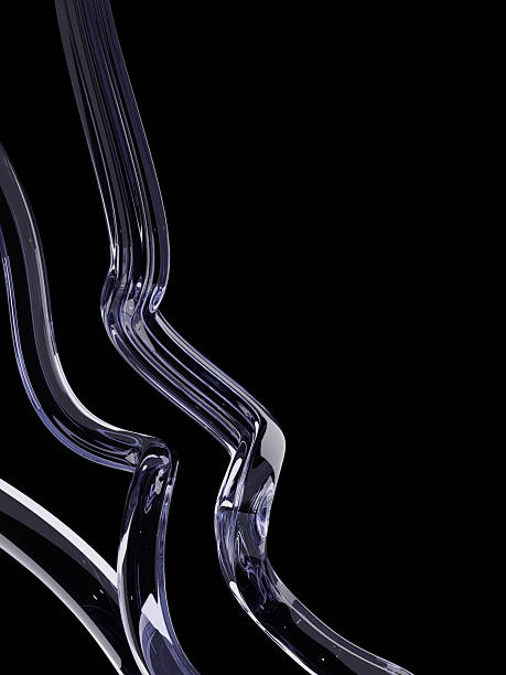 istock Abstract glass bold lines on the black background. Abstract liquid shapes. Soft gradient colors 2236823396