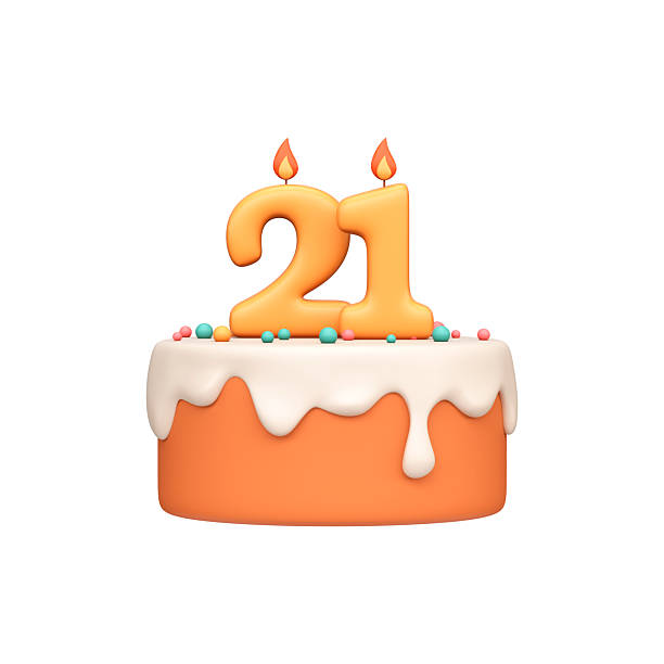 istock Cartoon 3D Birthday Cake with Candle Number 21. 2236823493