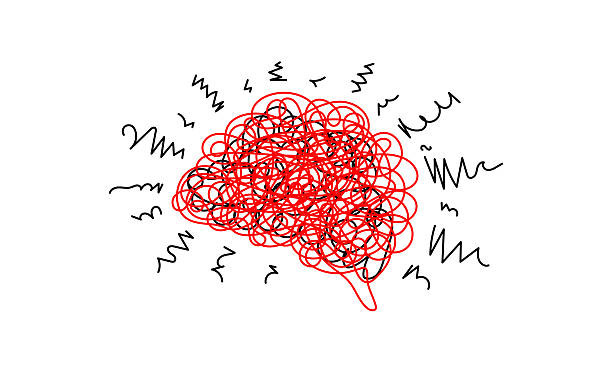 mozek. psychické problémy, stres. znak adhd - vztek hněv stock ilustrace