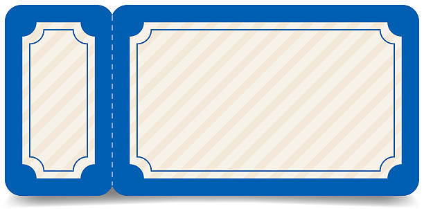 Blank ticket with central rectangular frame and rounded corners, event layout Vector blank ticket with frame and rounded edges, universal template for events. Vector work, scalable without quality loss stub stub tickets stock illustrations