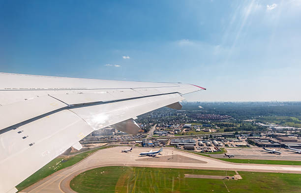 istock View from the airplane window during takeoff at Sheremetyevo airport at summer 2236836420