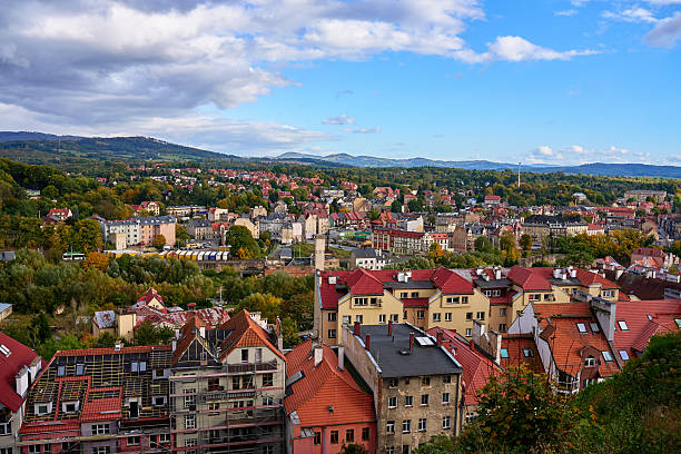 istock Small town with mountains in background 2236842120