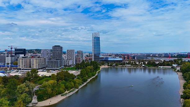 istock Modern cityscape with river in Vienna, Austria. 2236845452