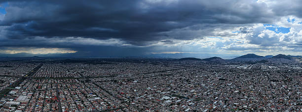 Drone photography capturing Ecatepec's stormy weather
