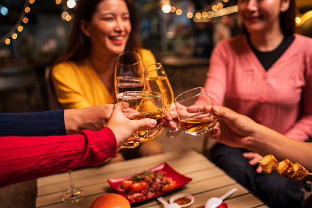 Celebrate whisky at an intimate party at a camping restaurant  group celebration.