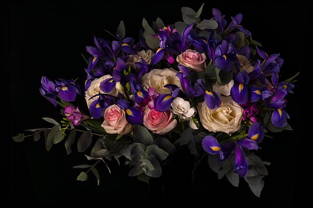 istock Beautiful multi flowers bouquet on the black background 2236853225