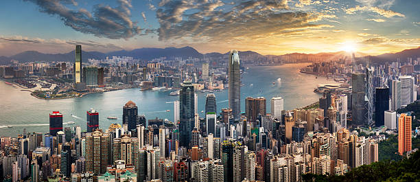 istock Hong Kong skyline at dramatic sunrise, Victoria harbour 2236855284