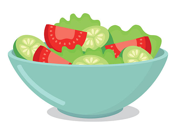 świeże warzywo sałatka w puchar na białym tle - miska na sałatkę stock illustrations