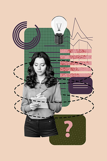 istock Pop sketch 3d image artwork collage of serious manager girl write notepad memo light bulb idea finding bubble ponder plan 2236859292