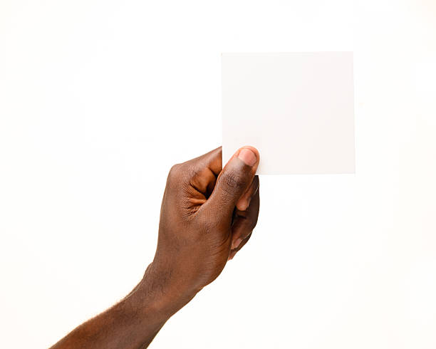 istock Hand holding blank square card on white background 2236862426