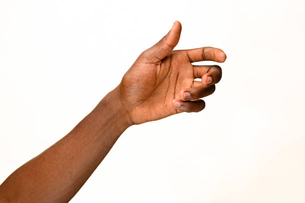 istock Hand gesture with open palm and bent fingers isolated on white 2236863110