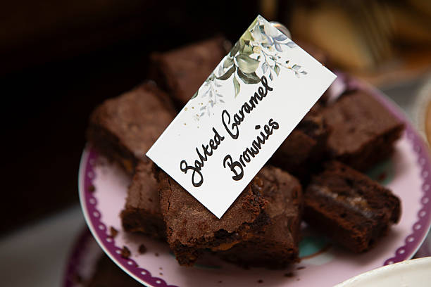 istock Homemade salted caramel brownies on a plate 2236863712