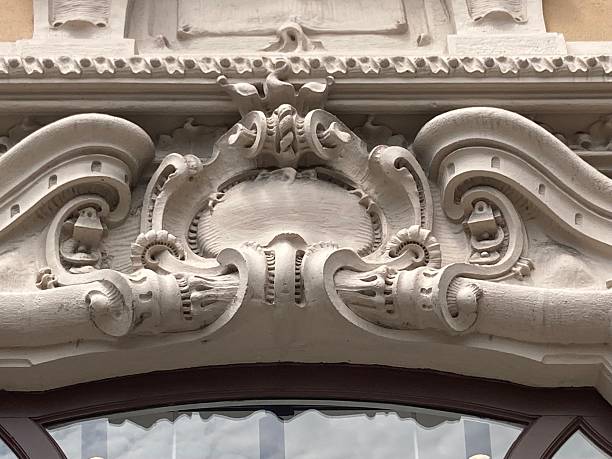 istock Close Up Scrolled Pediment With Cartouche 2236863990