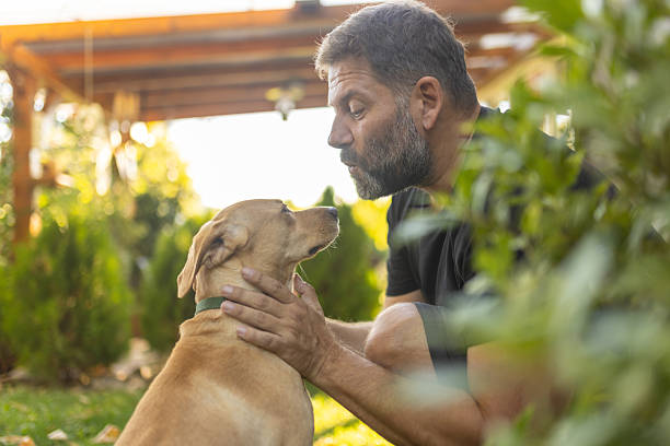 istock Man enjoying time with his dog in backyard 2236873205