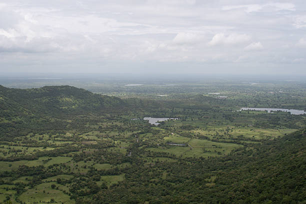 breathtaking panoramic view of the scenic valley from the hilltop of 'gautala autramghat' sanctuary, surrounded by lush green landscapes