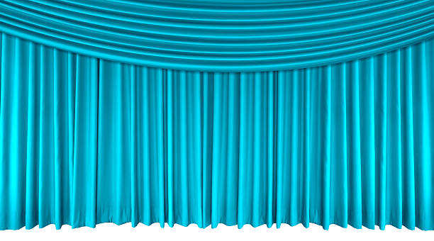 istock Light blue stage curtain, empty theater, opera or cinema, blue silk stage curtain. 2236877618