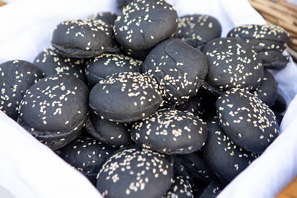 Burger buns with white sesame seeds