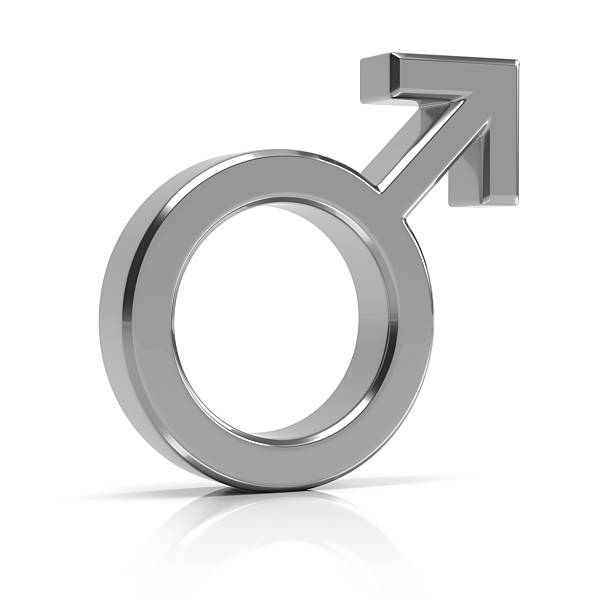 istock Male symbol 3d render. Silver male symbol isolated on white background. 2236879668