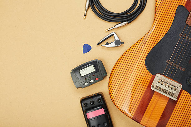 istock Flat lay electric guitar and accessories 2236883356
