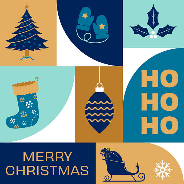 Christmas Template with simple Icons On Geometric Shapes. Easy to edit. Comes with a large high resolution jpeg.