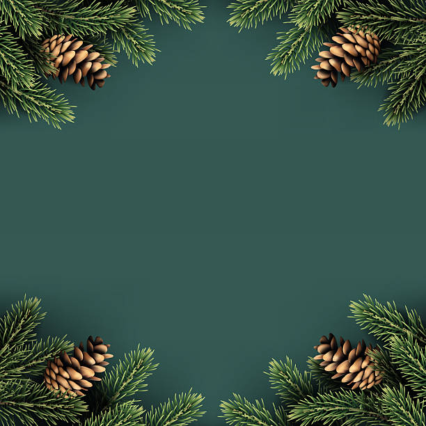 istock Christmas and New Year background with fir trees, balls and cones. 2236894345
