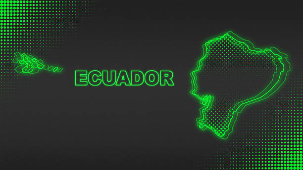 istock Neon Green Ecuador Map Outline Futuristic Digital Glow Halftone Illustration 2236894396