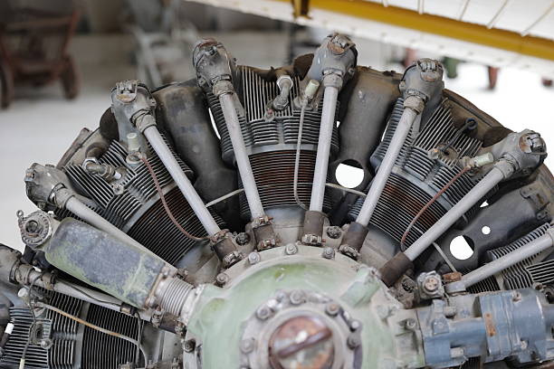 istock Cylinder with cooling fins on a radial engine 2236911582