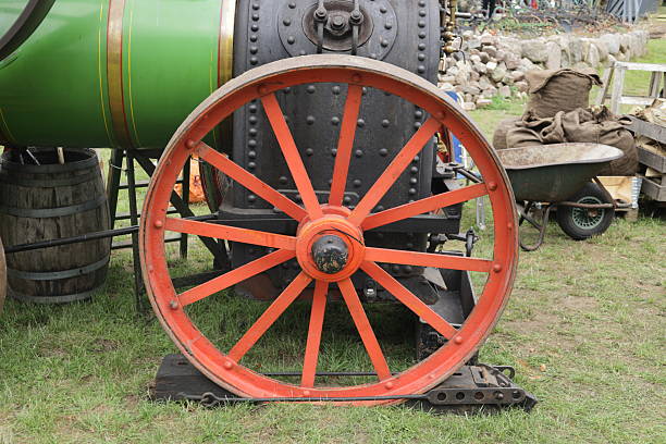 istock Steam engine is secured with a wedge against rolling away 2236911817