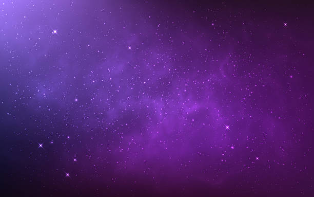 istock Nebula background with glowing stardust. Purple galaxy with bright stars. Realistic starry cosmos texture. Color space wallpaper. Cosmic banner template. Vector Illustration 2236912220